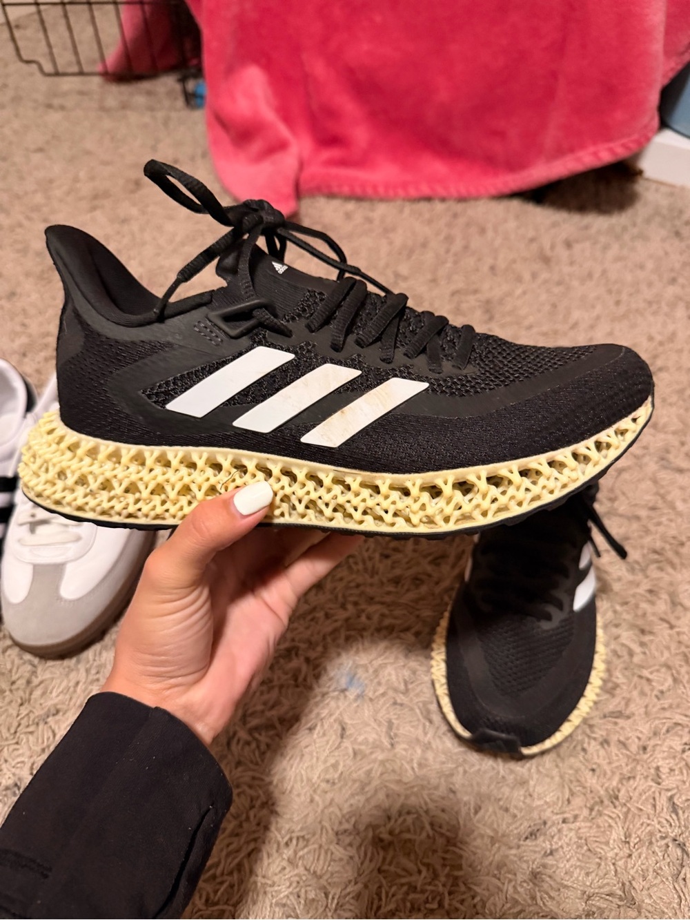 adidas Black and Cream 4D Lattice Running Shoes